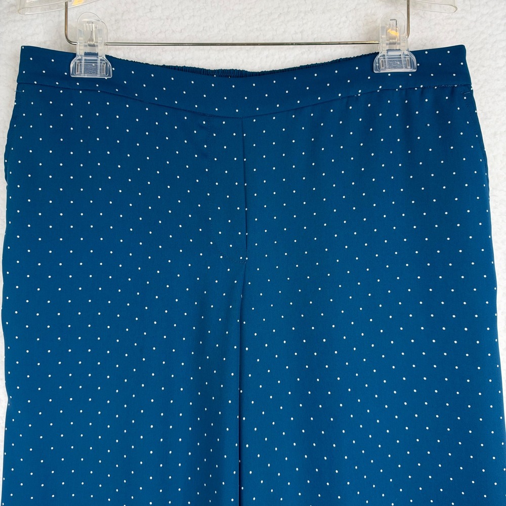 J. Jill Wearever Teal Polka Dot Wide Leg Pull On Pants Medium M
